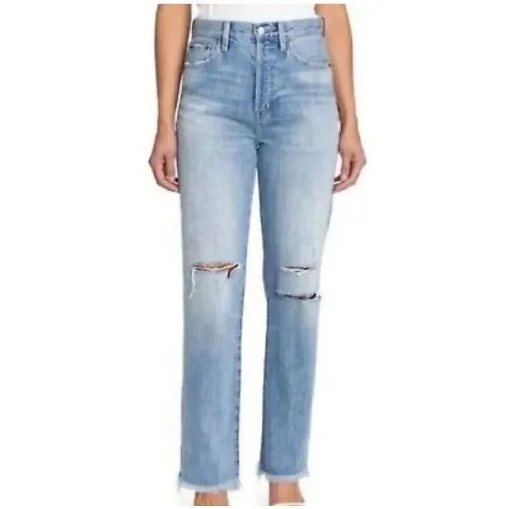 Pistola Cassie Super High Rise Straight Distressed Jeans in Bayview Size 32